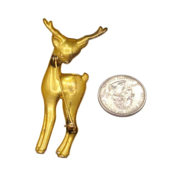 Vintage SB Sterling Vermeil Deer Brooch, Graceful Gold Wash  Vintage SB Sterling Vermeil Deer Brooch, Graceful Gold Wash Minimalist Figural